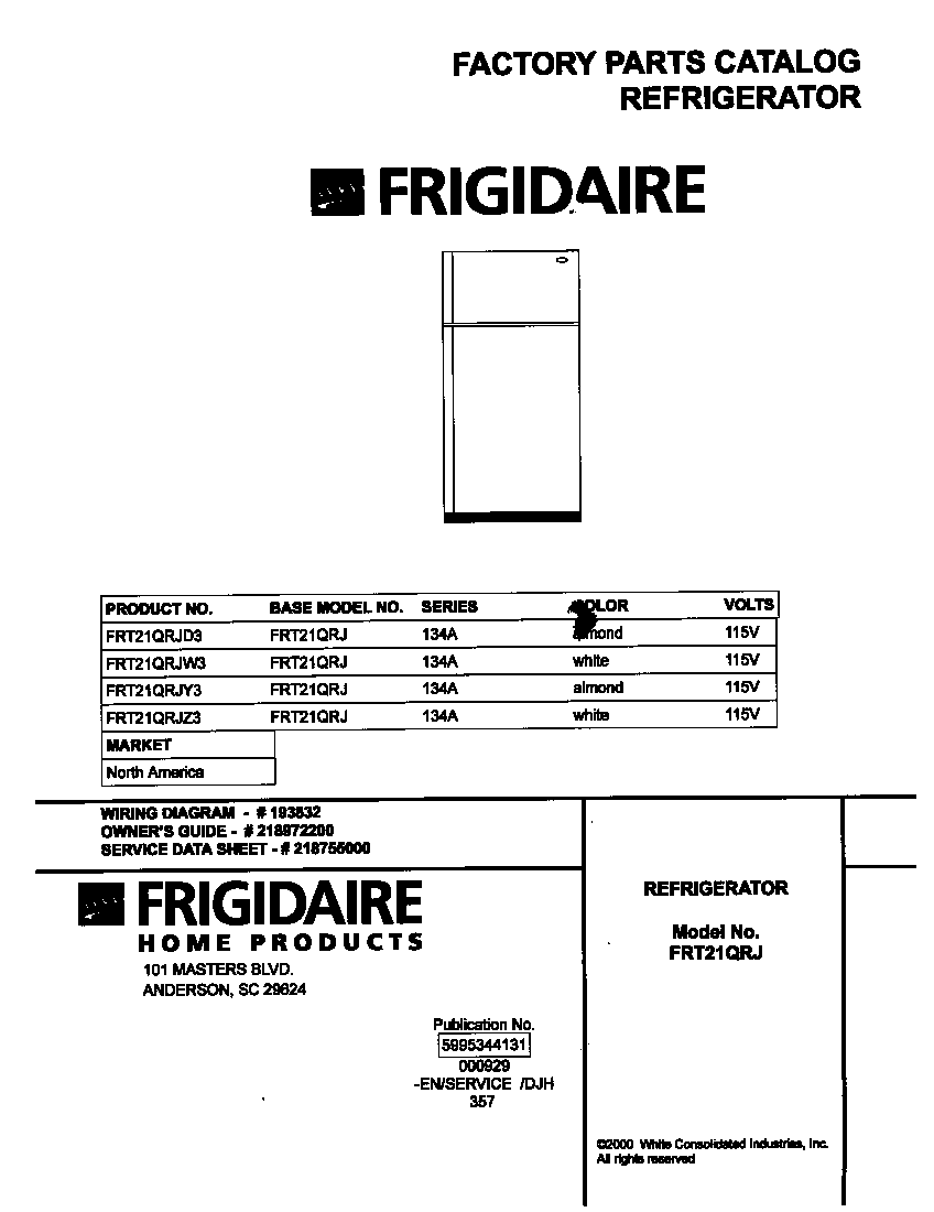 Frigidaire FRT21QRJZ3 cover diagram