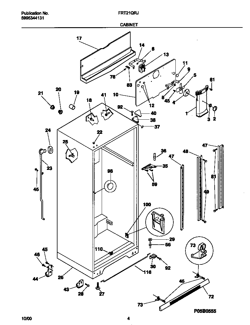 Frigidaire FRT21QRJZ3 cabinet diagram