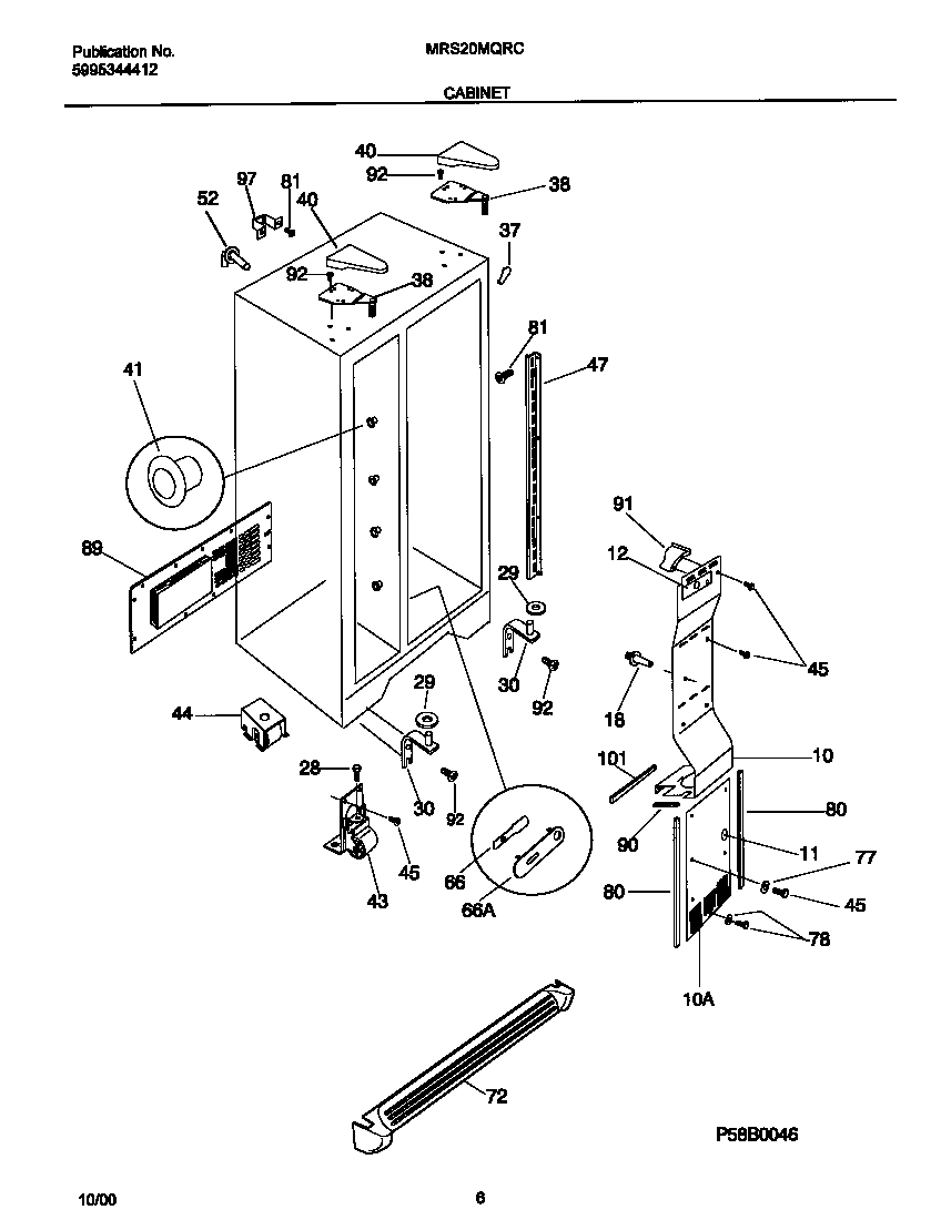 White-Westinghouse WRS20MQRCW0 cabinet diagram