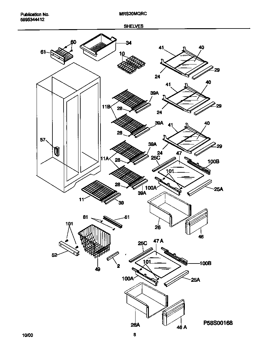 White-Westinghouse WRS20MQRCW0 shelves diagram