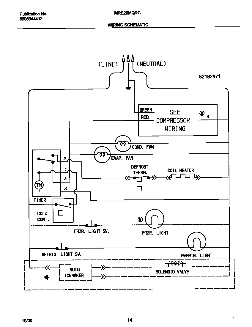 White-Westinghouse WRS20MQRCW0 wiring schematic diagram