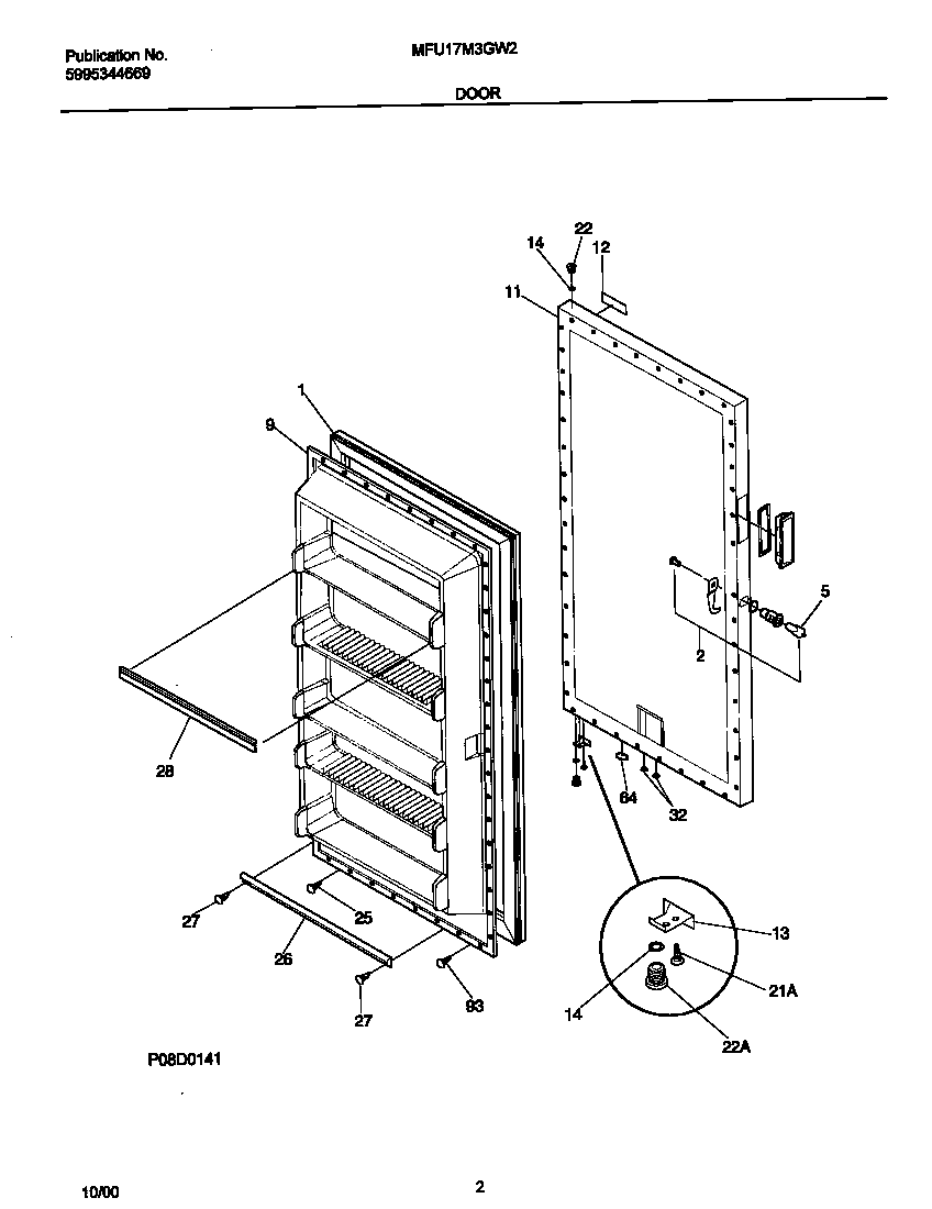 Universal/Multiflex (Frigidaire) MFU17M3GW2 door diagram