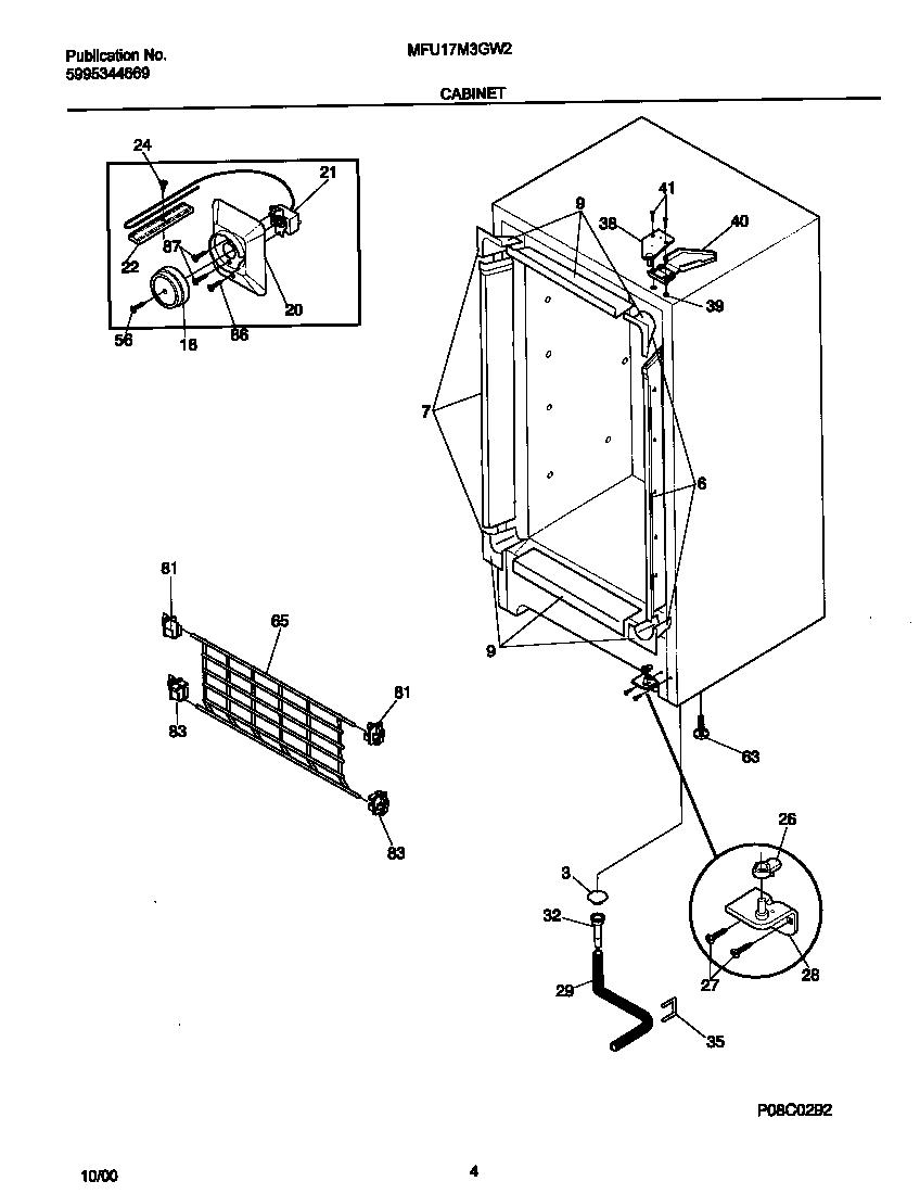 Universal/Multiflex (Frigidaire) MFU17M3GW2 cabinet diagram