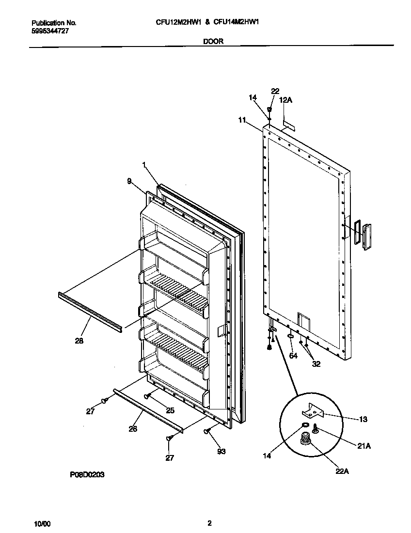 Universal/Multiflex (Frigidaire) CFU14M2HW1 door diagram