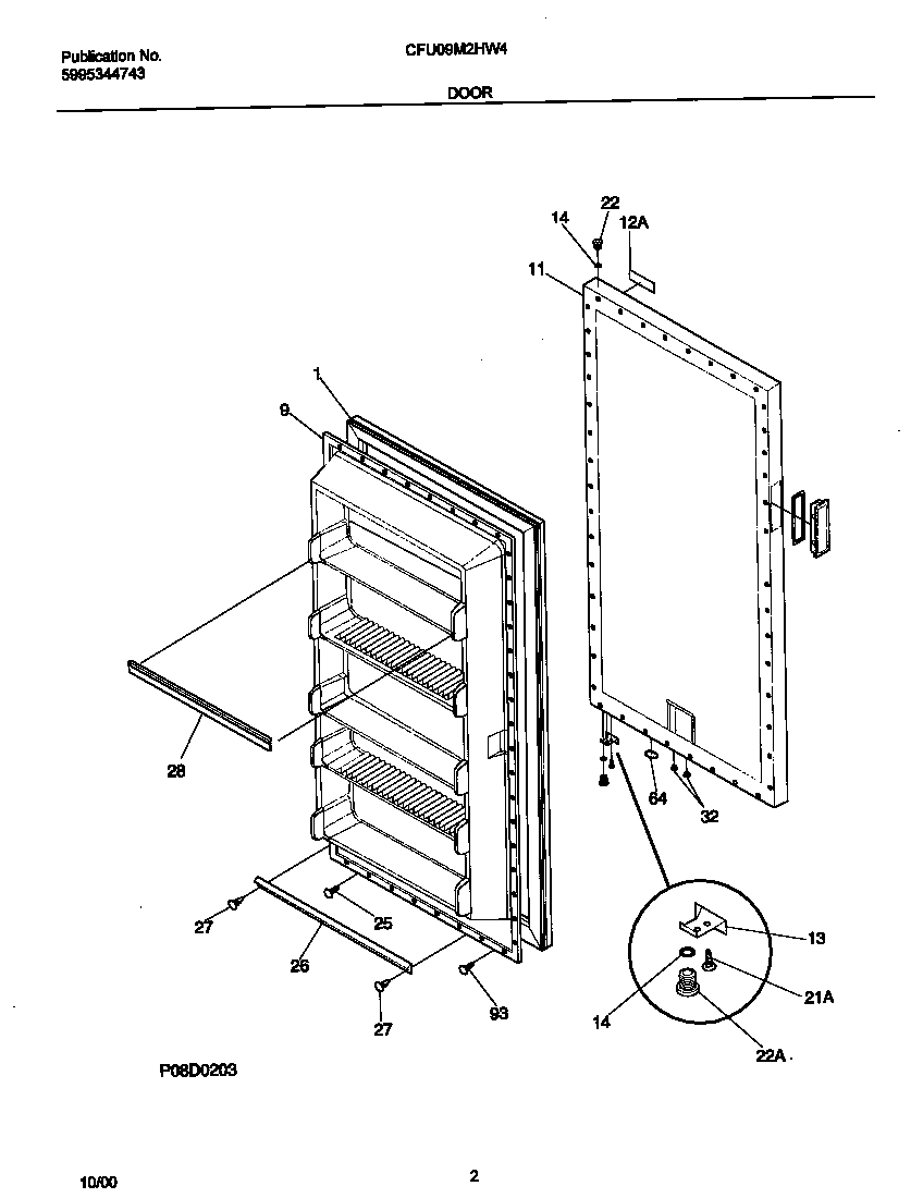 Universal/Multiflex (Frigidaire) CFU09M2HW4 door diagram