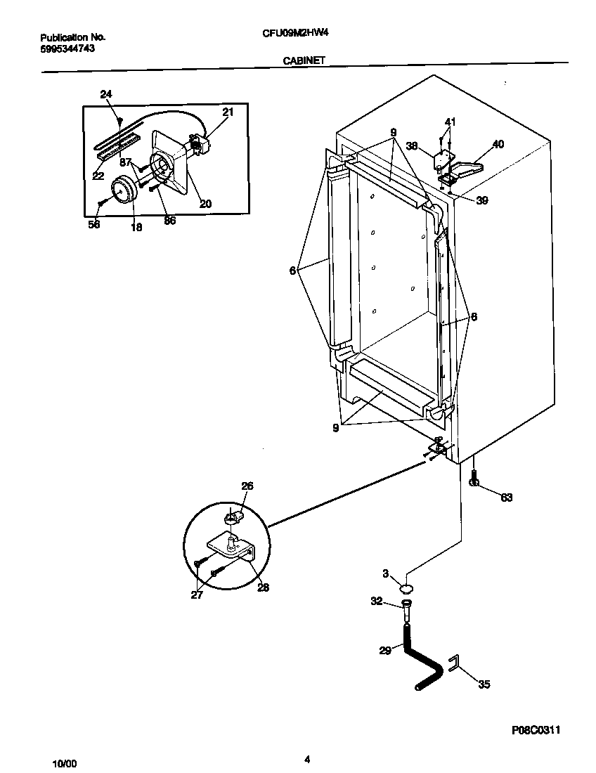 Universal/Multiflex (Frigidaire) CFU09M2HW4 cabinet diagram