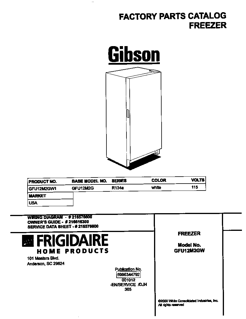 Gibson GFU12M2GW1 cover diagram