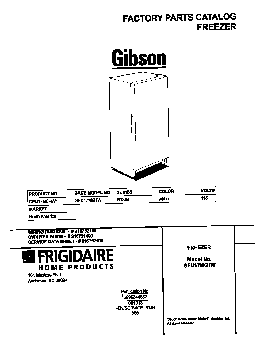 Gibson GFU17M6HW1 cover diagram
