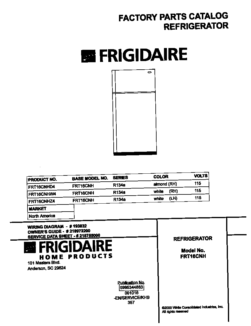 Frigidaire FRT16CNHW4 cover diagram