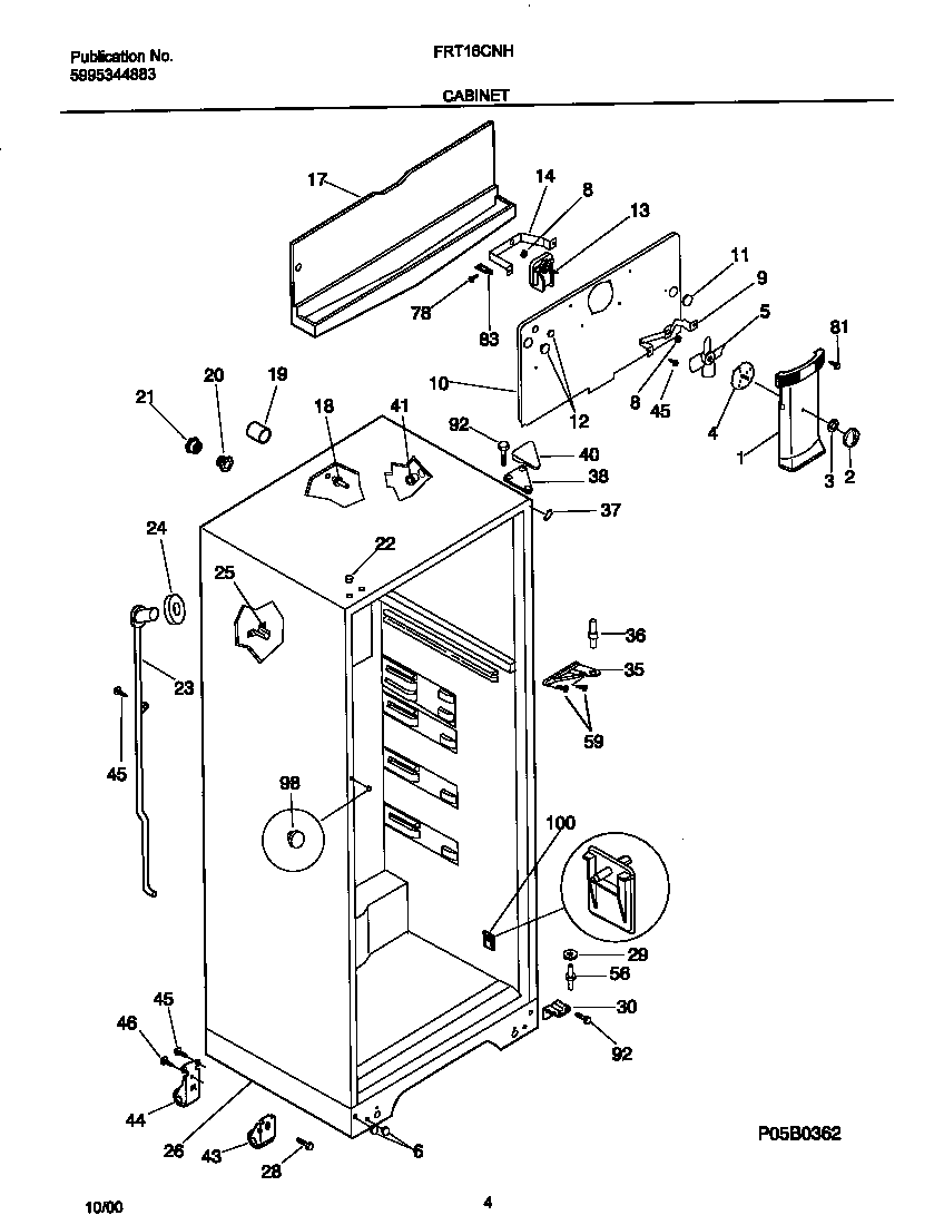 Frigidaire FRT16CNHW4 cabinet diagram