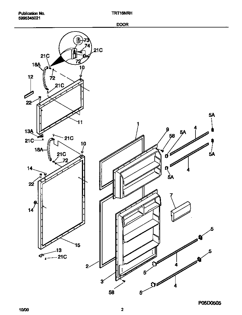 Tappan TRT16NRHW4 door diagram