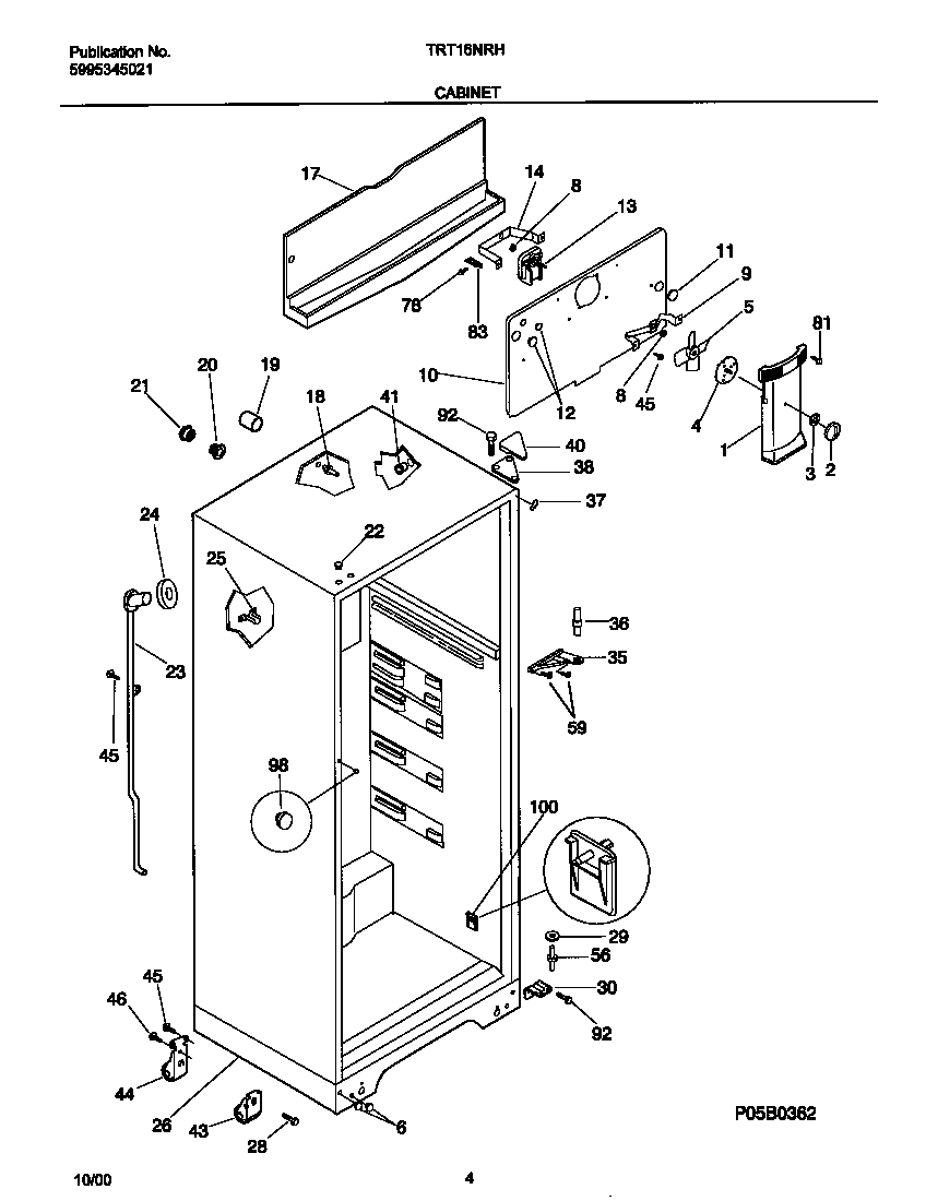 Tappan TRT16NRHW4 cabinet diagram