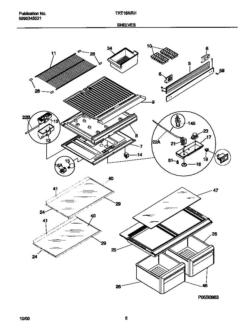 Tappan TRT16NRHW4 shelves diagram