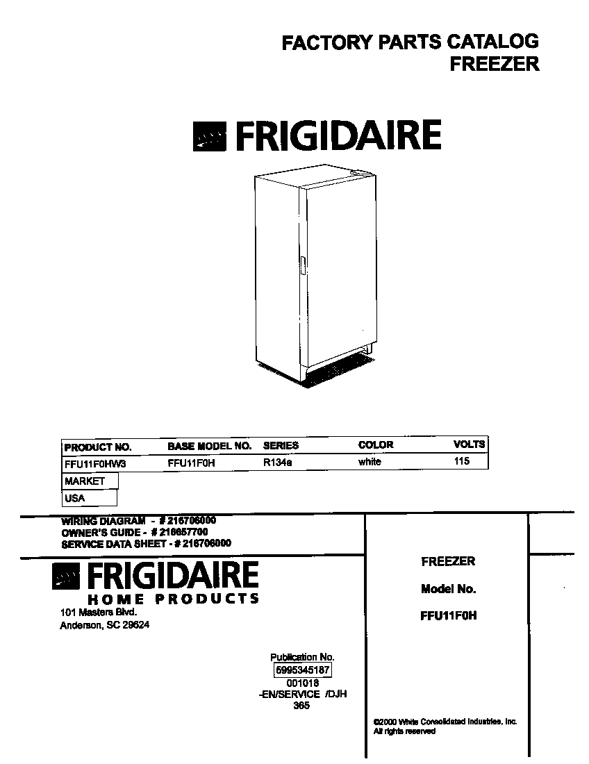 Frigidaire FFU11F0HW3 cover diagram