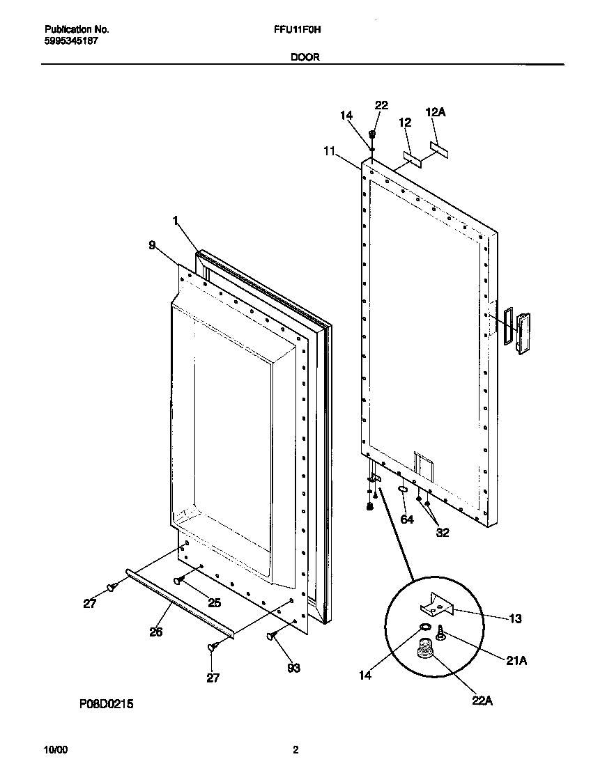 Frigidaire FFU11F0HW3 door diagram