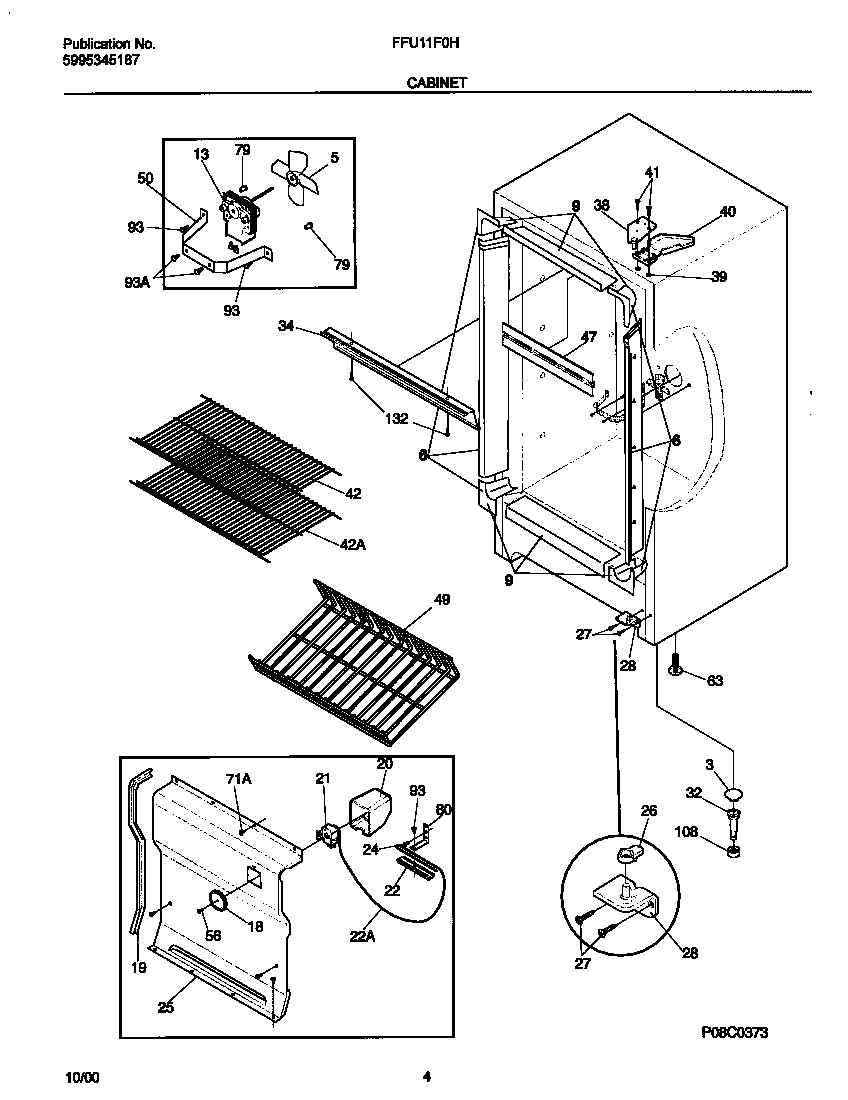 Frigidaire FFU11F0HW3 cabinet diagram