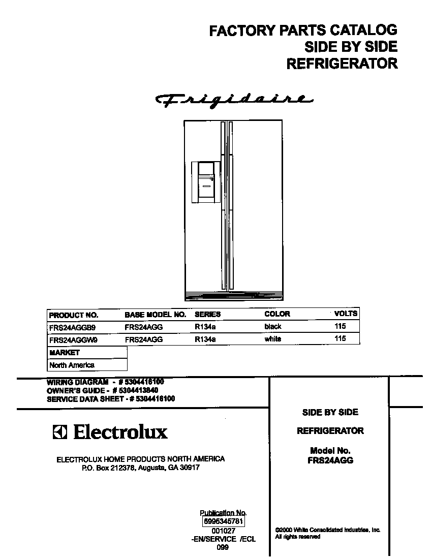 Frigidaire FRS24AGGW9 cover diagram