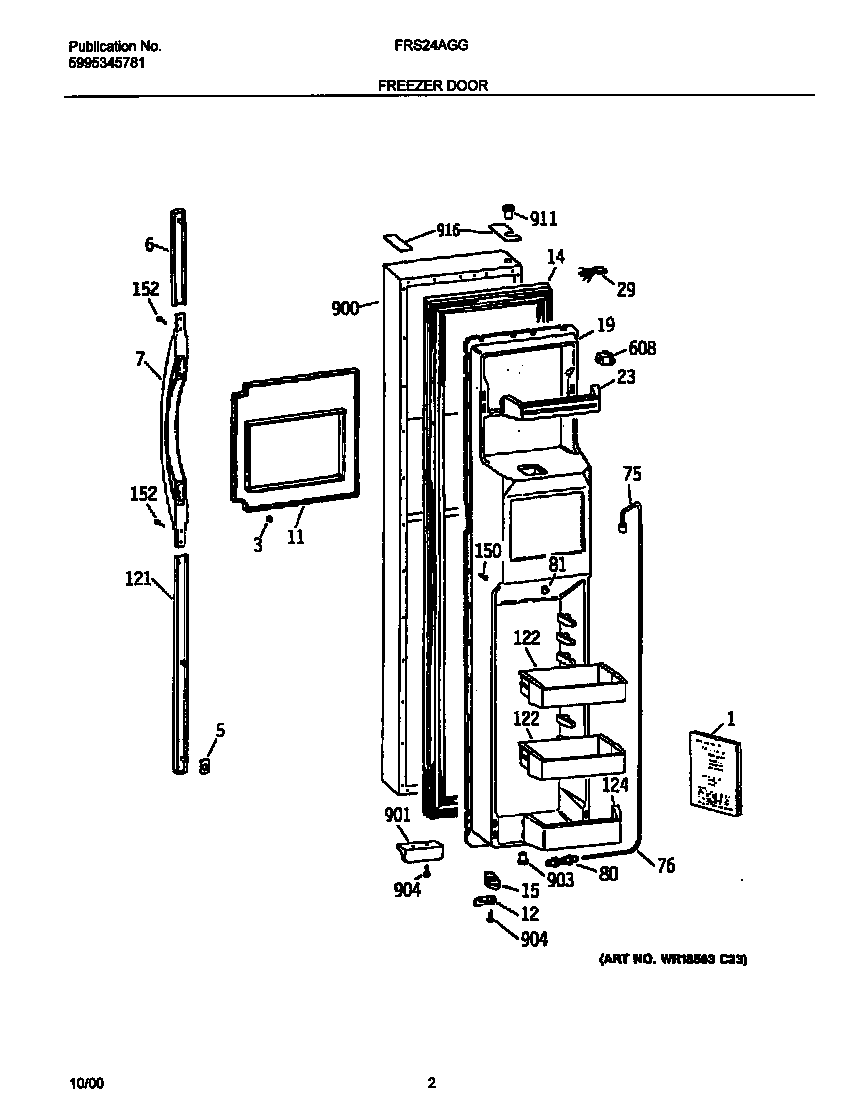 Frigidaire FRS24AGGW9 freezer door diagram
