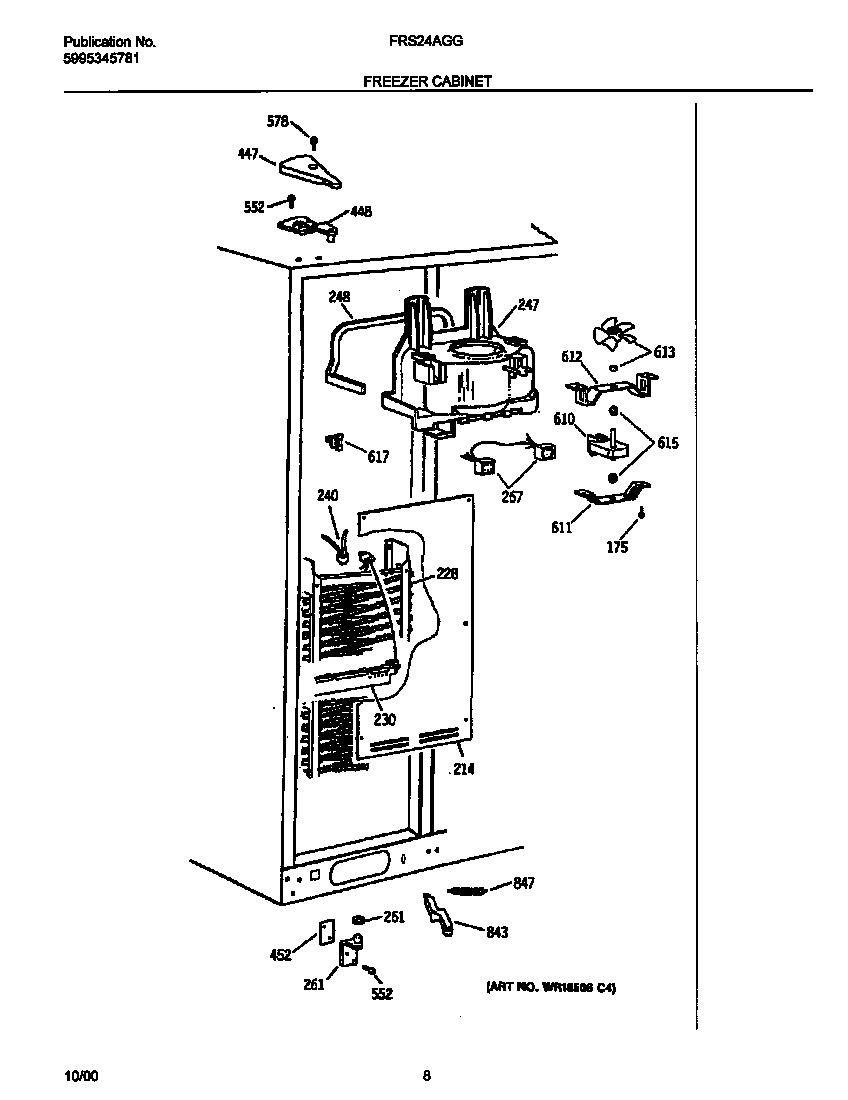 Frigidaire FRS24AGGW9 freezer cabinet diagram