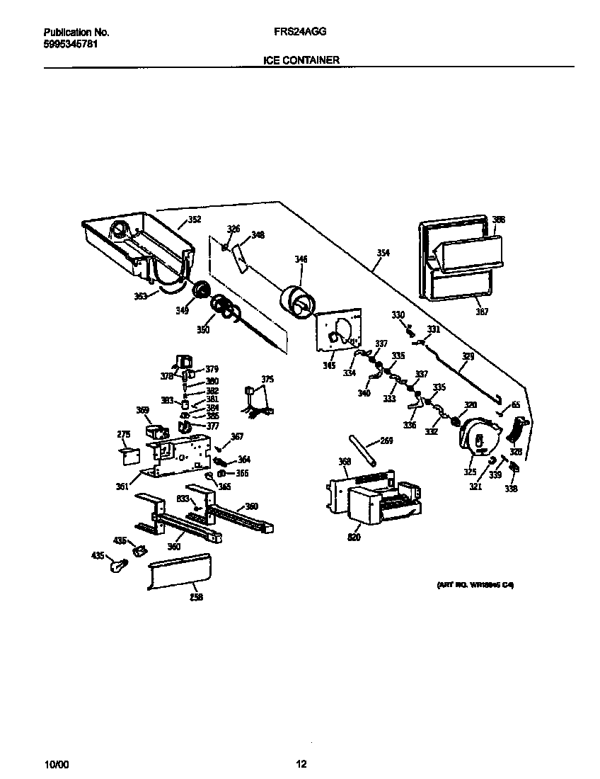 Frigidaire FRS24AGGW9 ice container diagram