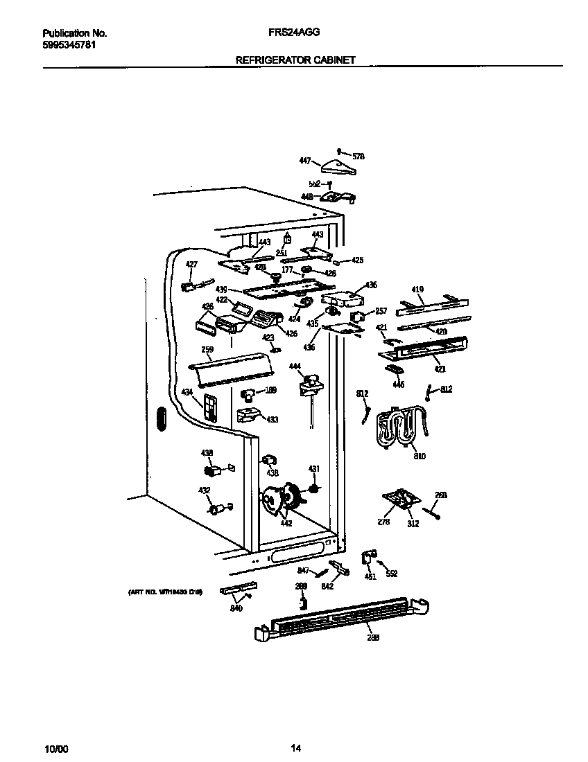 Frigidaire FRS24AGGW9 refrigerator cabinet diagram