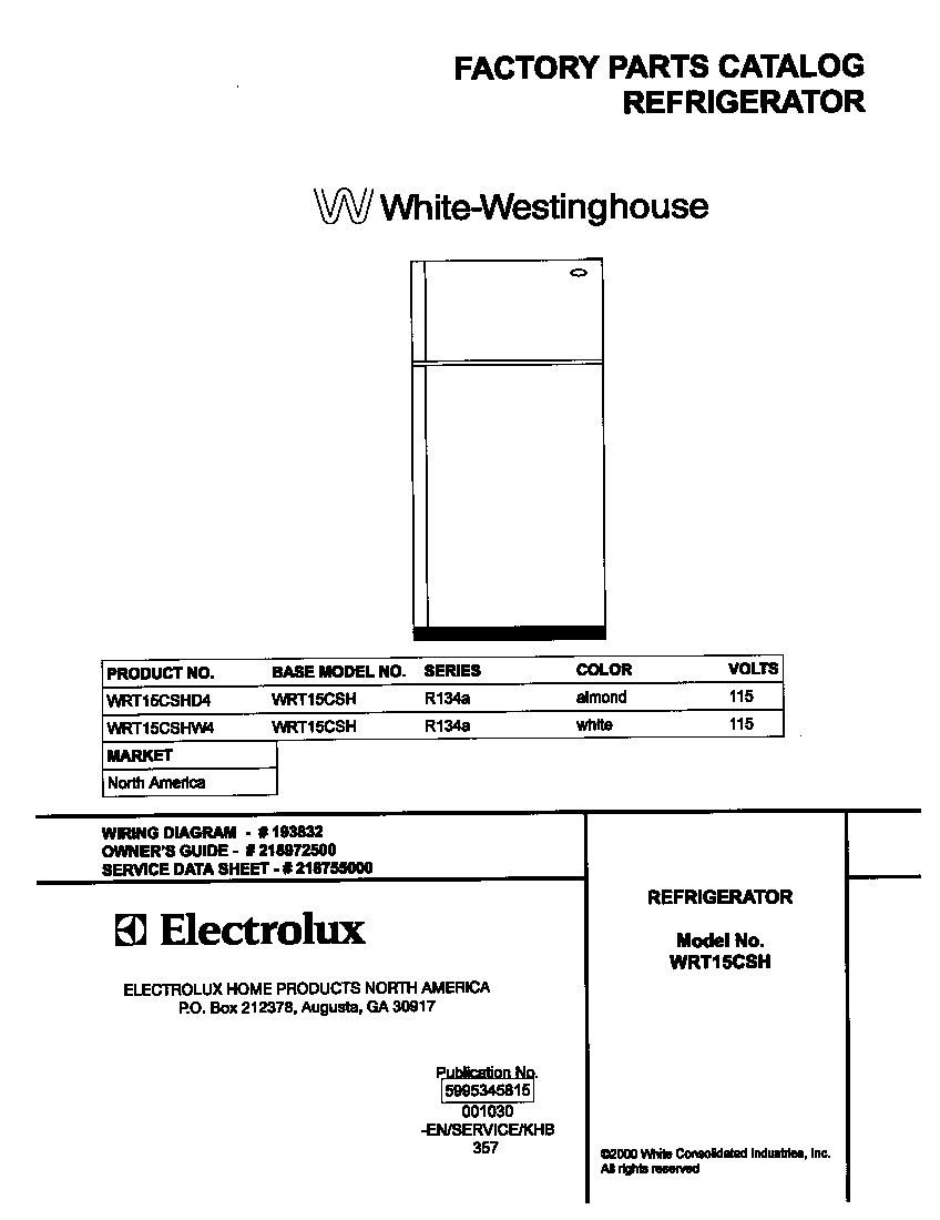 White-Westinghouse WRT15CSHD4 cover diagram