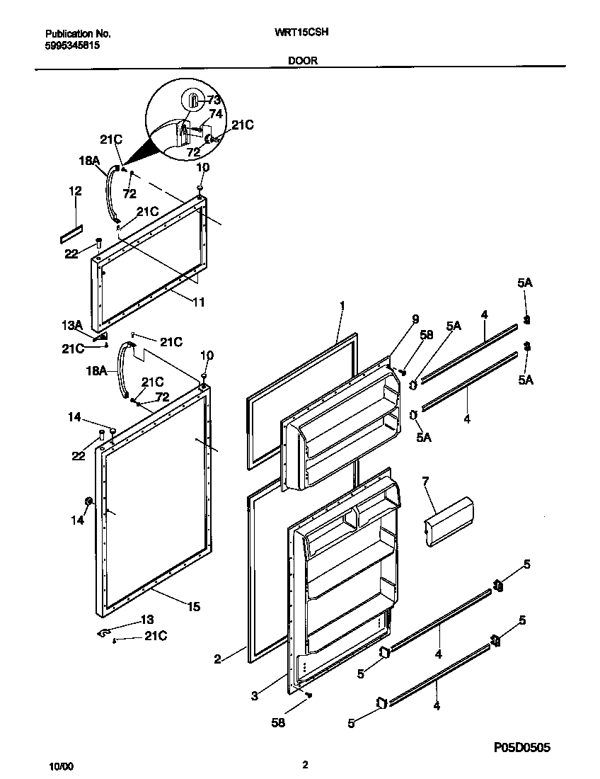White-Westinghouse WRT15CSHD4 door diagram