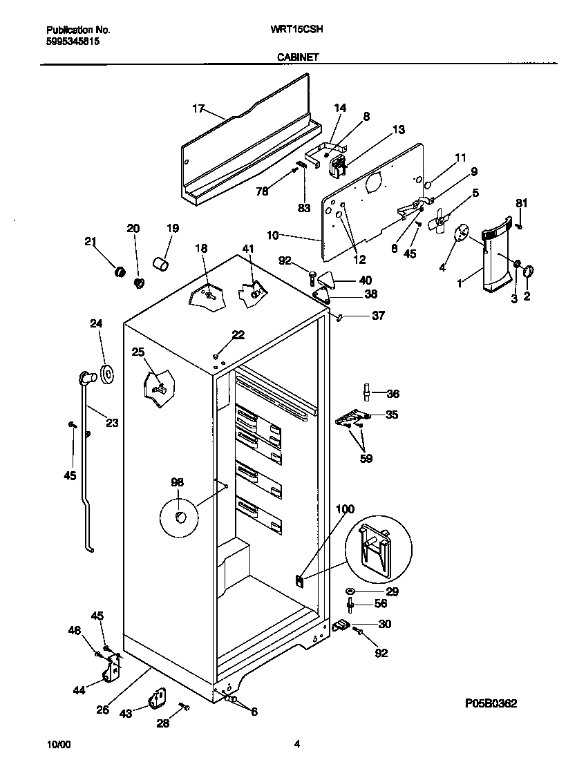 White-Westinghouse WRT15CSHD4 cabinet diagram