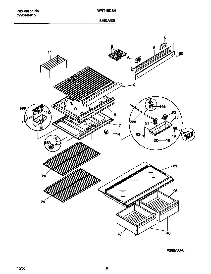 White-Westinghouse WRT15CSHD4 shelves diagram