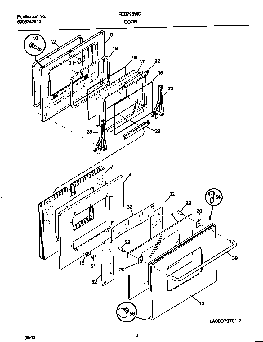 Frigidaire FEB798WCCE door diagram