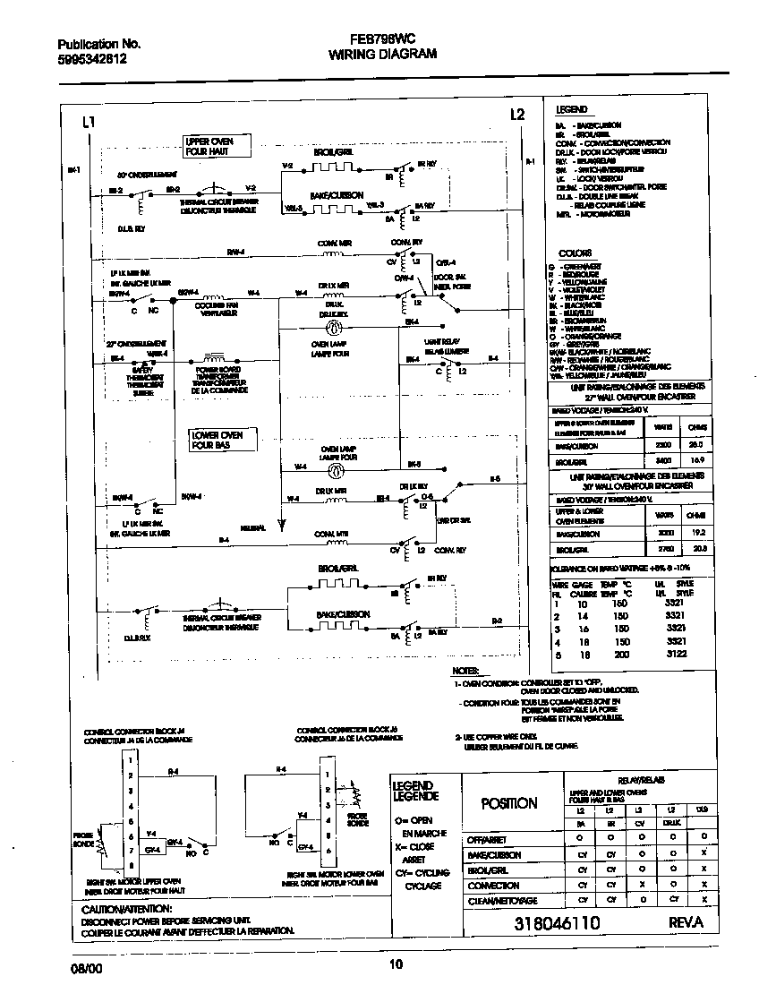Frigidaire FEB798WCCE wiring diagram diagram