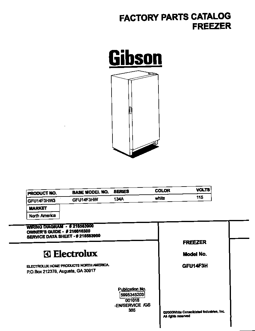 Gibson GFU14F3HW3 cover diagram