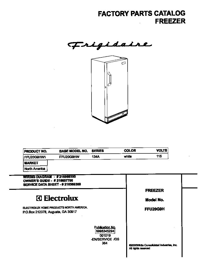 Frigidaire FFU20G9HW1 cover diagram