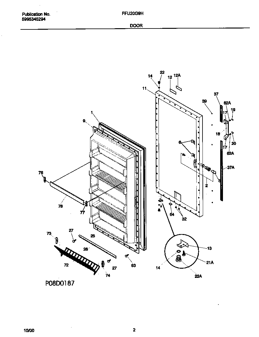 Frigidaire FFU20G9HW1 door diagram