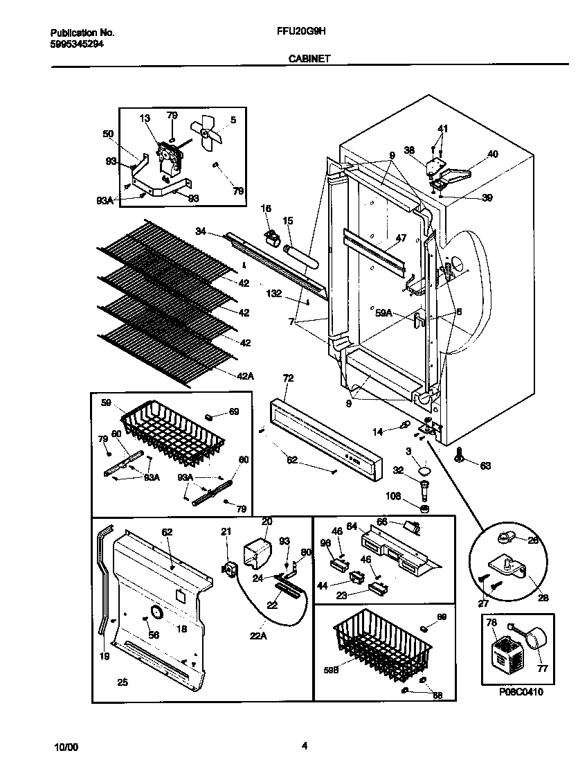 Frigidaire FFU20G9HW1 cabinet diagram