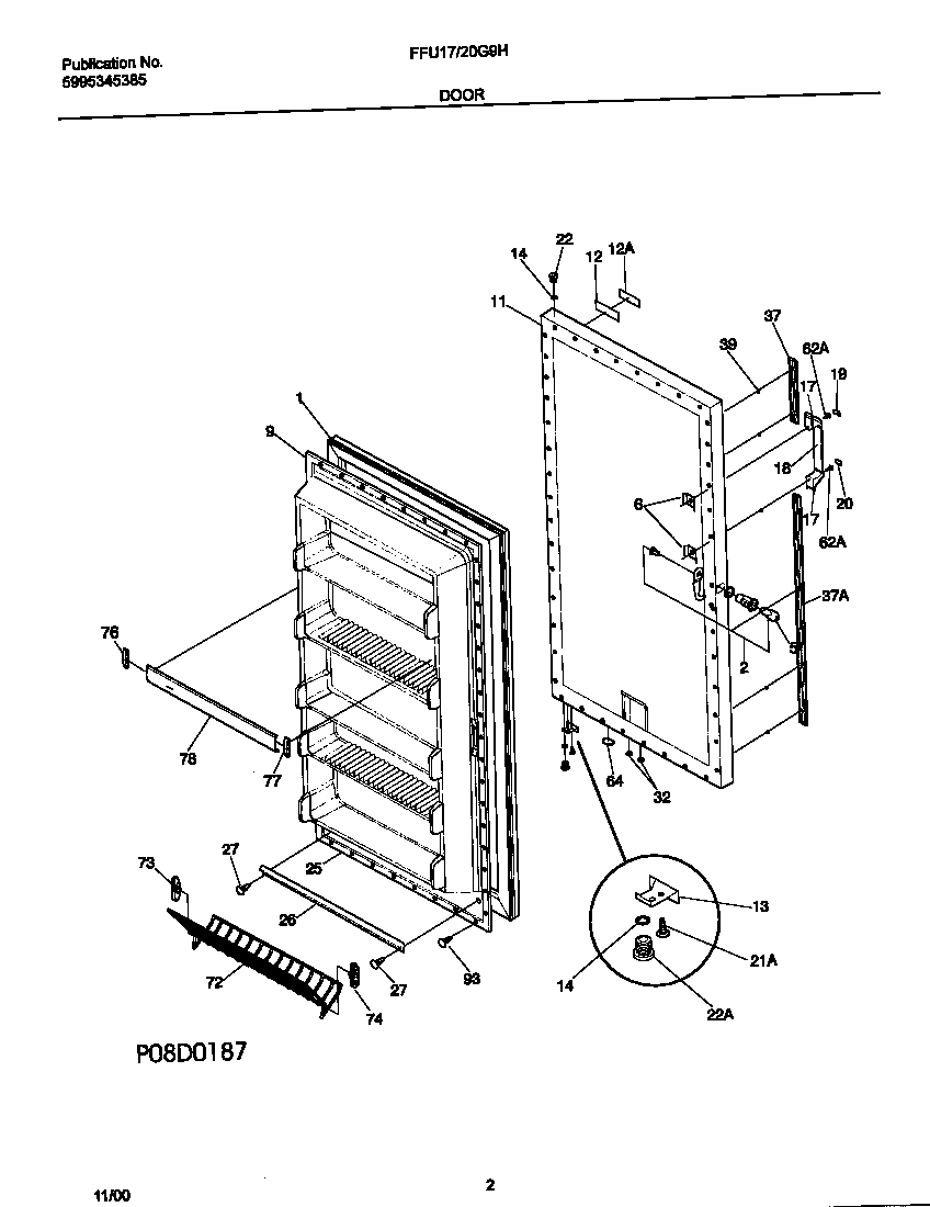 Frigidaire FFU17G9HW2 door diagram