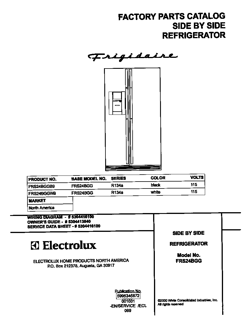 Frigidaire FRS24BGGB9 cover diagram