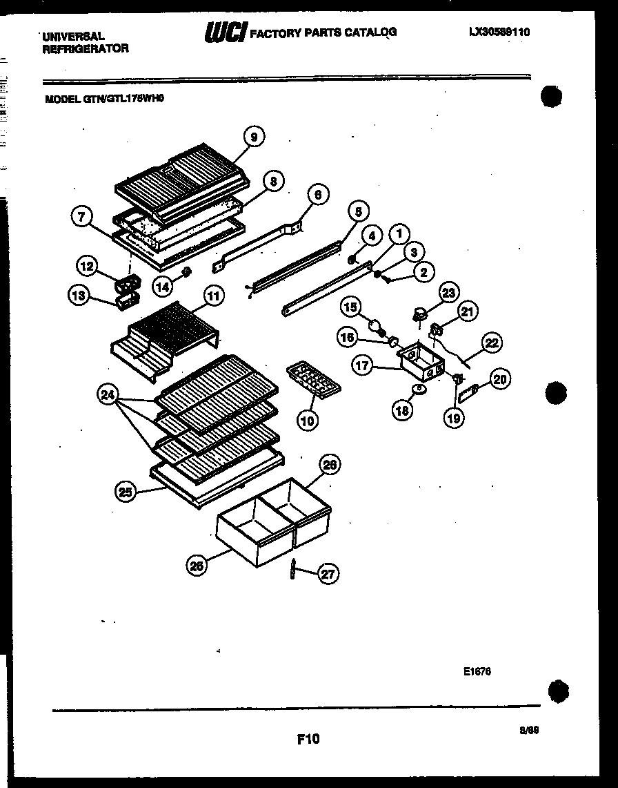 Frigidaire GTL175AH0 shelves and supports diagram