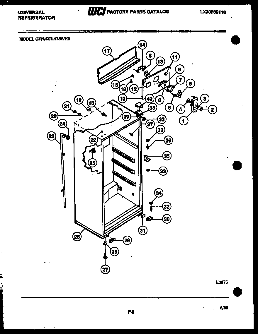 Gibson GTL175AH0 cabinet parts diagram