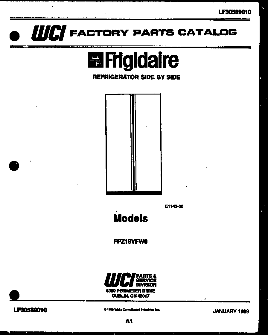 Frigidaire FPZ19VFW0 front cover diagram
