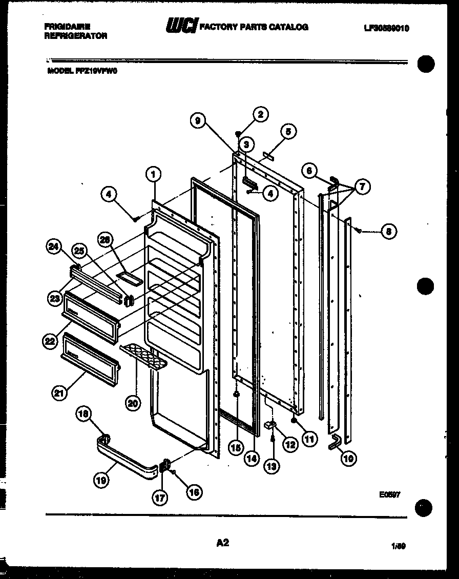 Frigidaire FPZ19VFW0 refrigerator door parts diagram