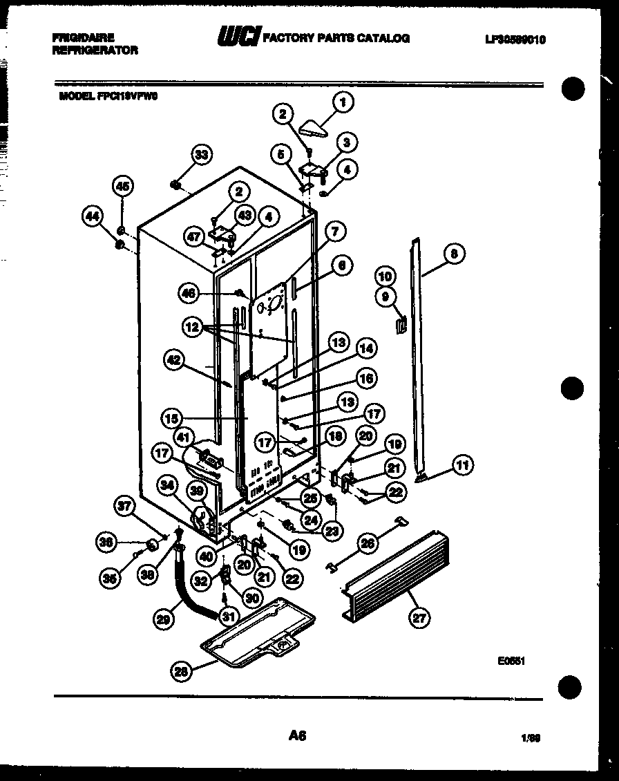Frigidaire FPZ19VFW0 cabinet parts diagram