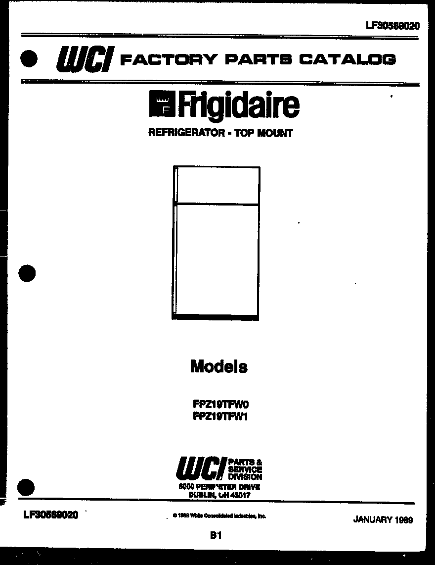 Frigidaire FPZ19TFL0 cover page diagram