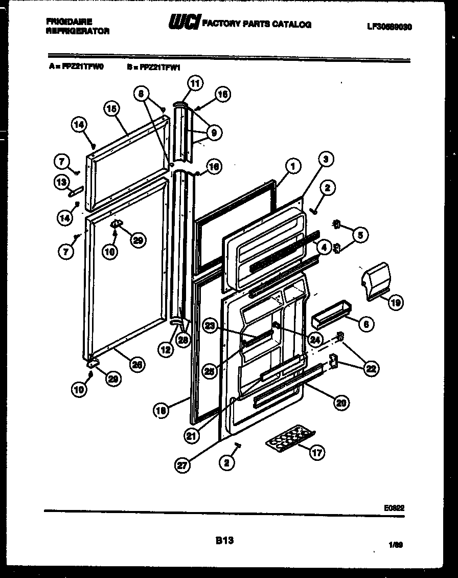 Frigidaire FPZ21TFA0 door parts diagram