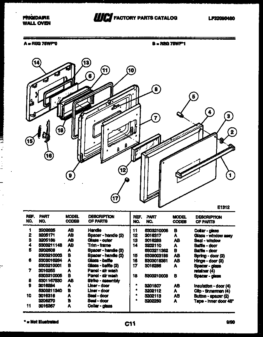 Frigidaire REG75WFB0 door parts diagram