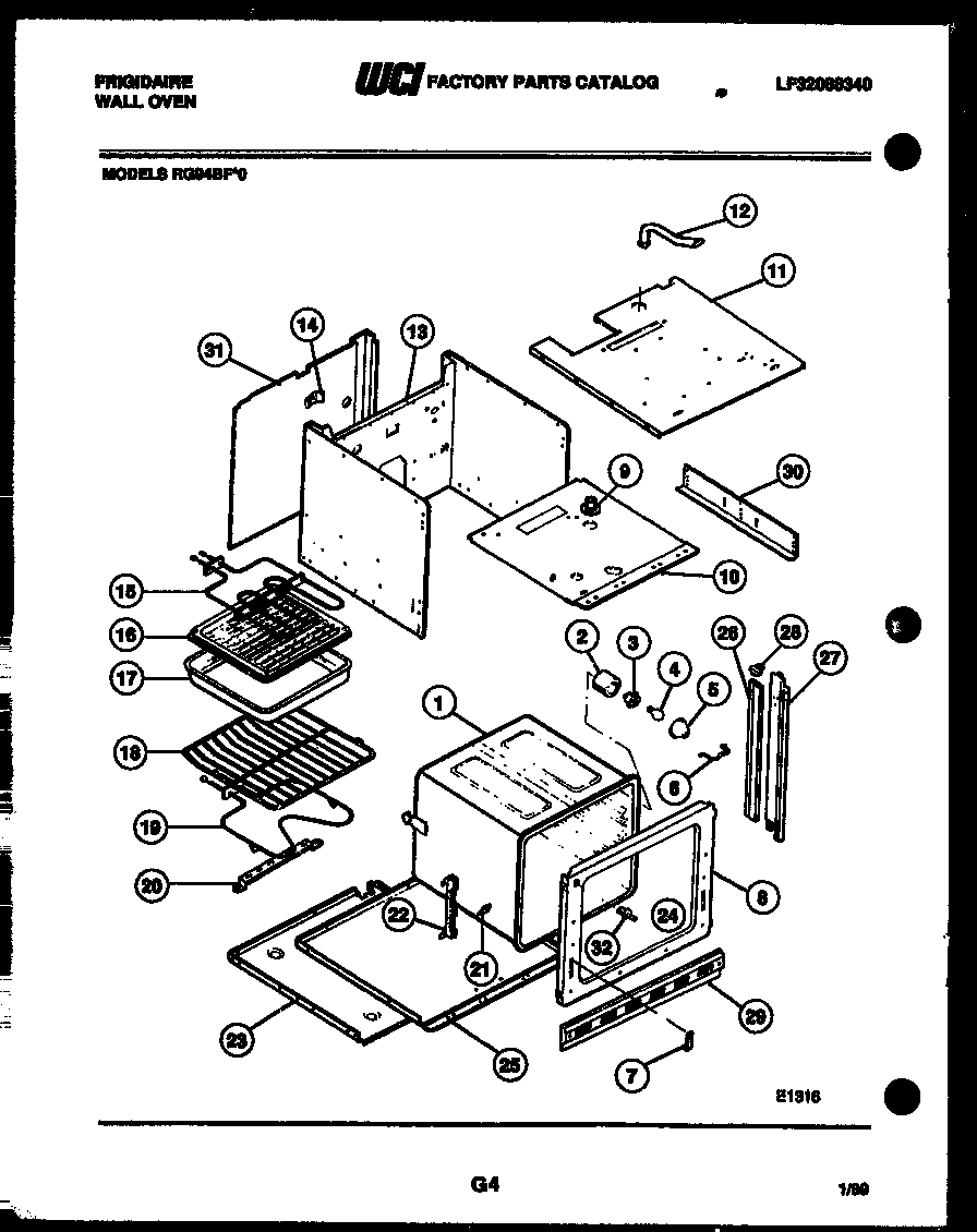 Frigidaire RG94BFB0 body parts diagram
