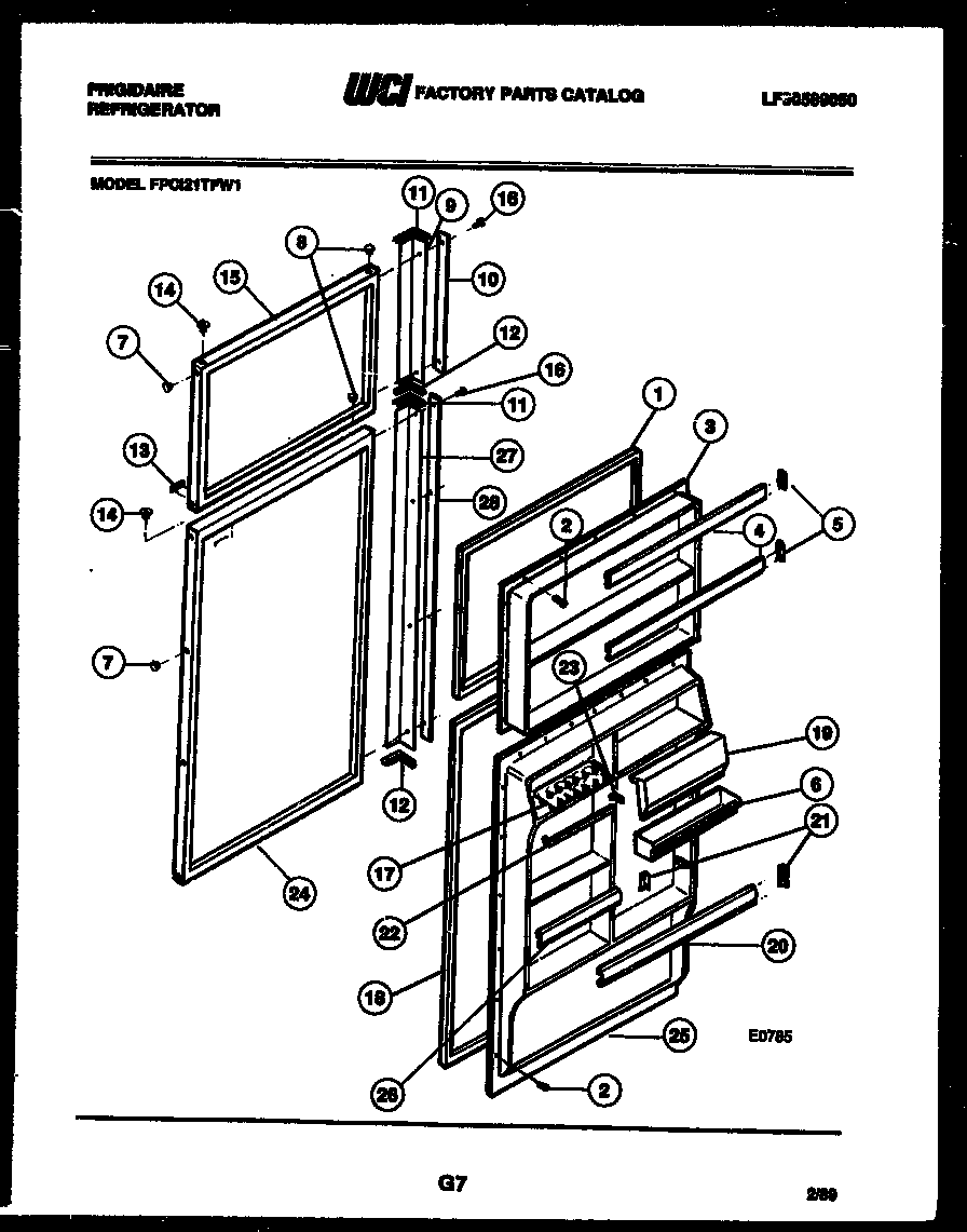 Frigidaire FPCI21TFF1 door parts diagram