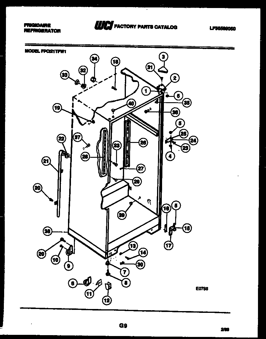 Frigidaire FPCI21TFF1 cabinet parts diagram
