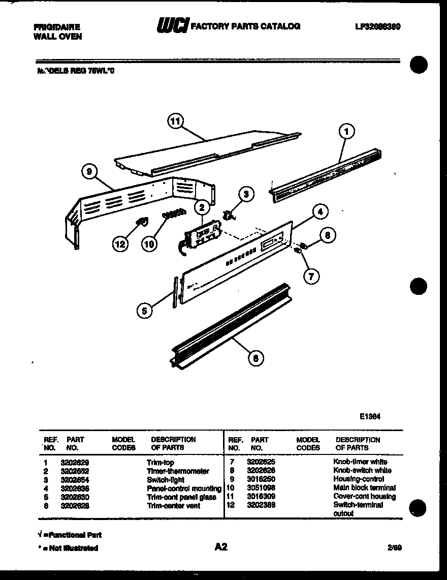 Frigidaire REG75WLB0 control panel diagram