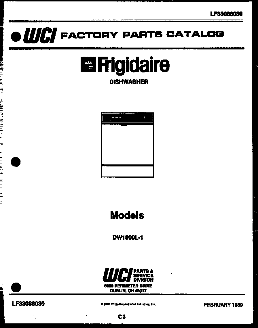 Frigidaire DW1800LW1 dishwasher diagram